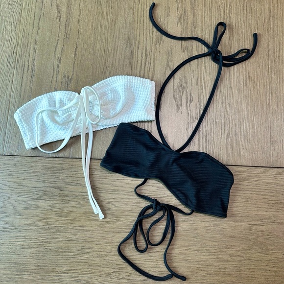 SHEIN Tops - Bundle of 2 SHEIN Black Halter Crop Bra Top and White Tube Bra Top Size Small